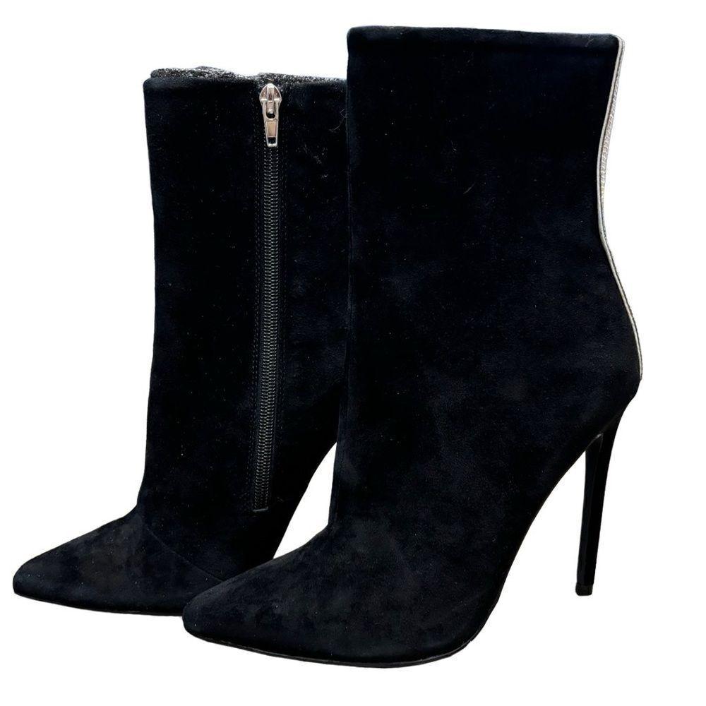 NWT Steve Madden Black Suede Boots with Rhinestone Back